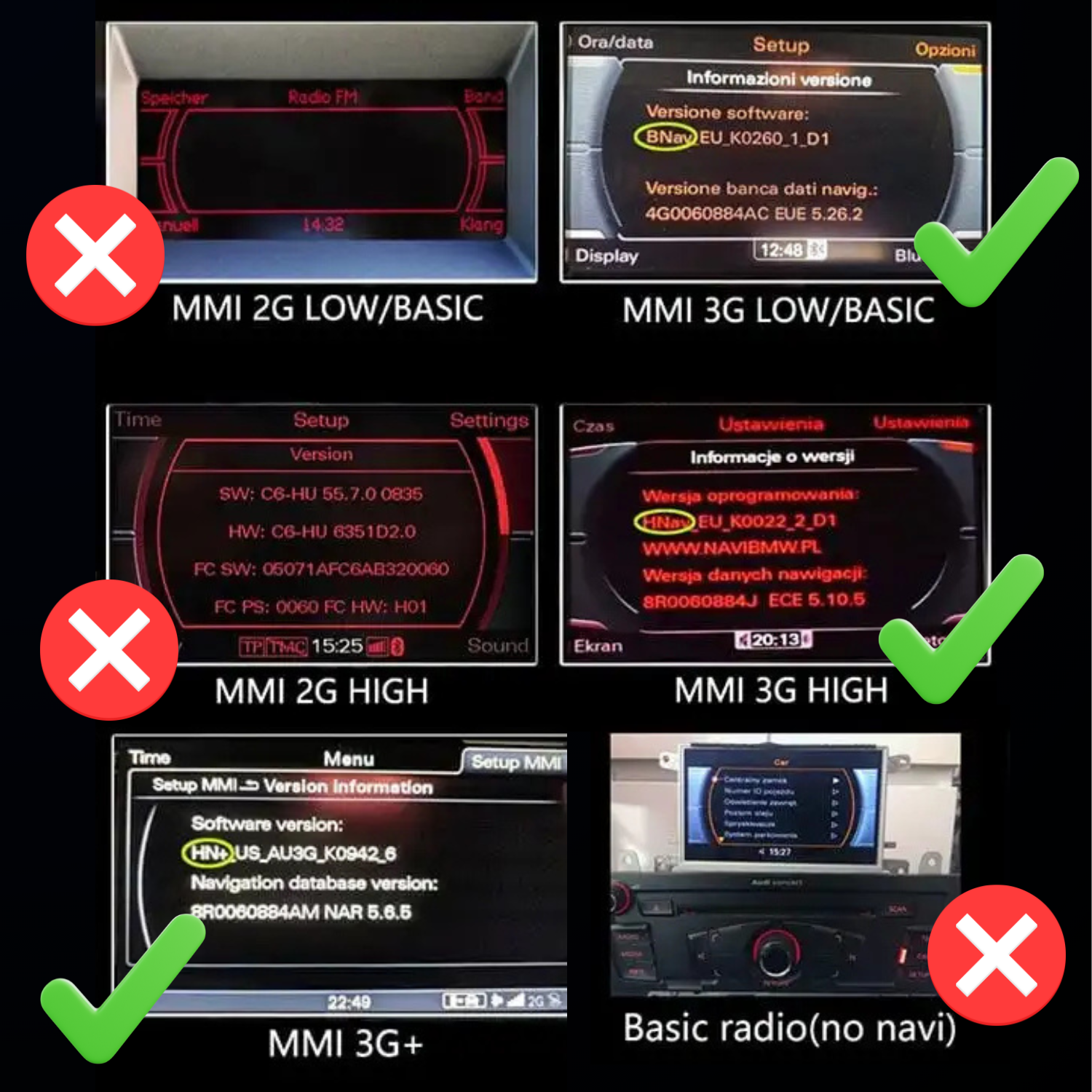 Audi A4 A5 A6 A7 A8 Q3 Q5 Q7 Wireless Apple CarPlay & Android Auto module for MMI 3G system